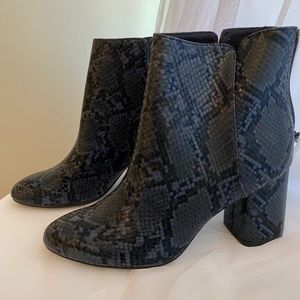 Blue Faux Snakeskin Booties